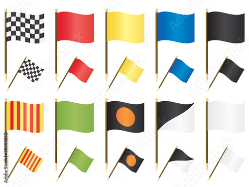 Formula one flags vector clipart grand prix checkered safety racing emblems isolated on white