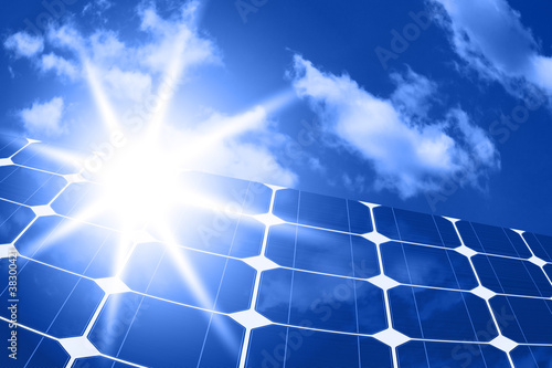 solar panels with sun