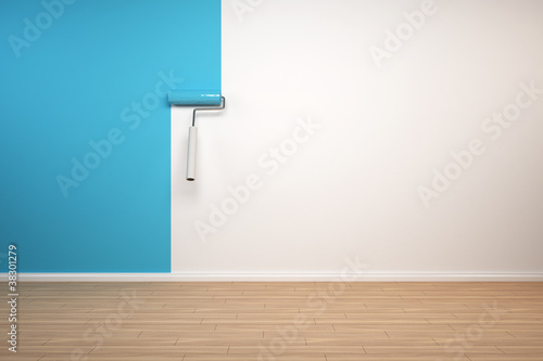 Slika na platnu Wand wird blau gestrichen