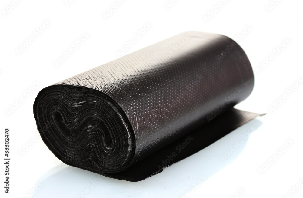 Roll of black garbage bags isolated on white Roll of black garbage bags isolated on white