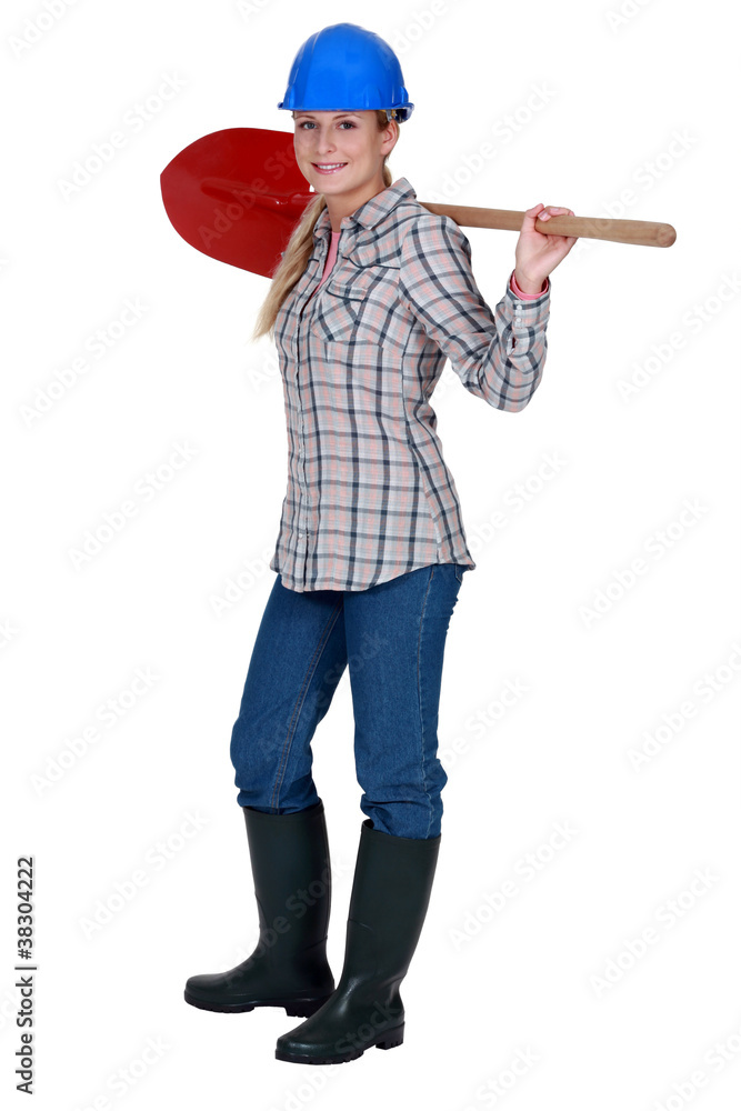 Labourer holding a spade Labourer holding a spade