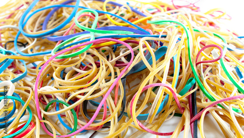 Color Pile Of Rubberbands © Angela Schmidt