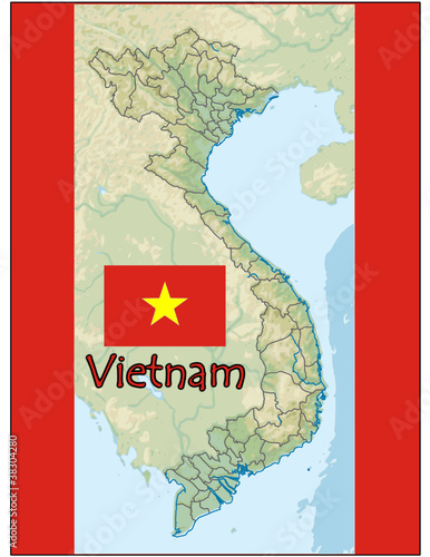 vietnam asia map flag emblem