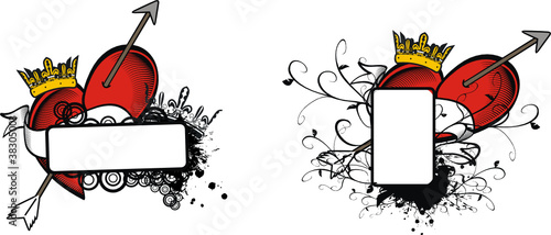 heraldic heart arrow crest copyspace tattoo in vector format