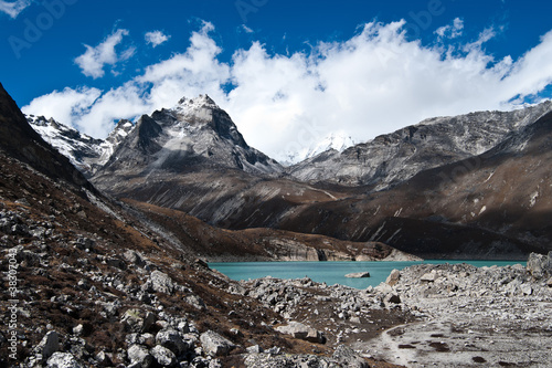 Sacred Lake near Gokyo in Himalayas photo