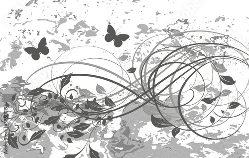 floral grunge gris