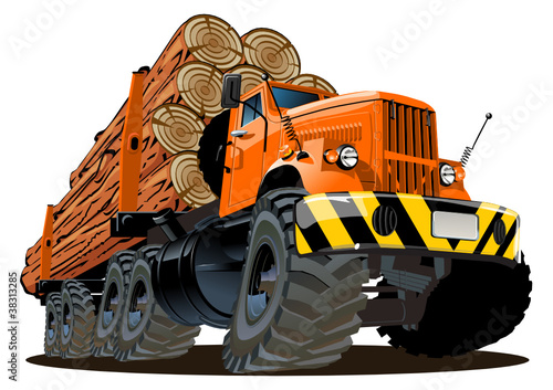 Vector cartoon logging truck