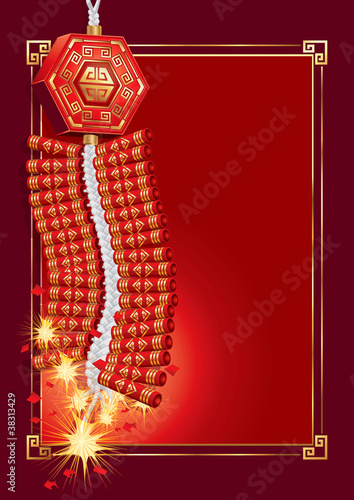 Firecrackers on Chinese New Year Card.