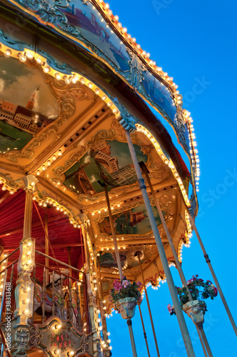 Colourful & Detailed Carousel ride at a theme park