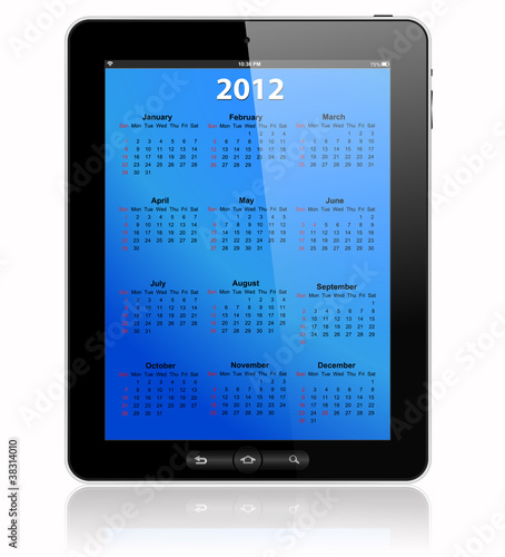 This is a calendar for 2012 in tablet PC photo