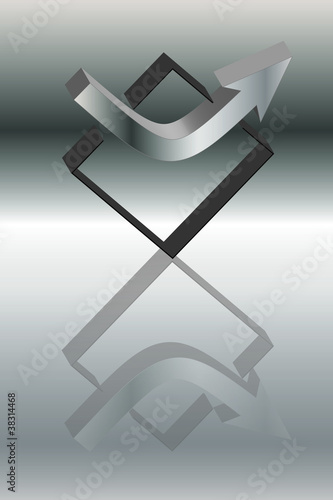 Logo in out 3d Metall