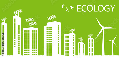 Ecology city and elements background vector concept