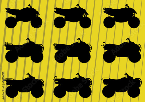 All terrain vehicle quad motorbikes illustration collection