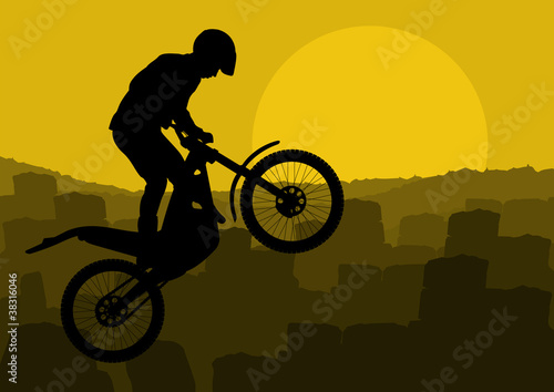 Mountain bike trial rider in wild Arabic desert ruin