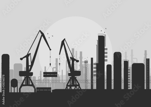 Industrial factory landscape skyline background