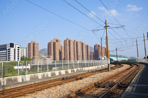 Tuen Mun downtown and railway of light rail