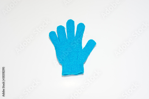 Blue knitted glove