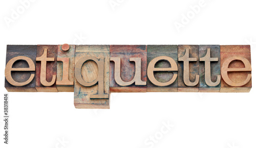 etiquette word in letterpress type