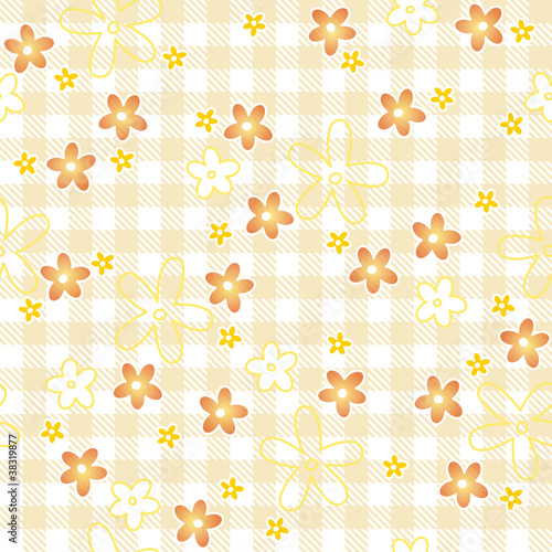 gelbe Blumen auf Karo-Hintergrund - endlos Vektor