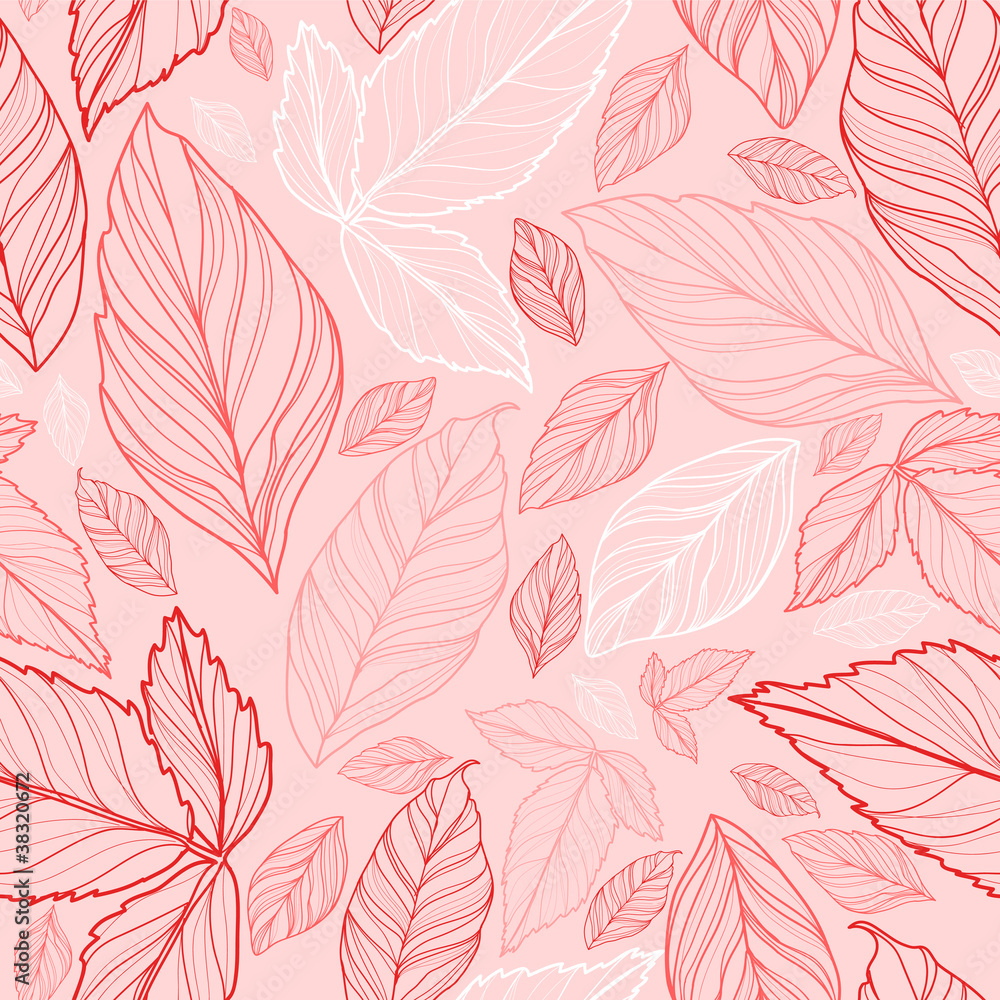 gentle abstract vector seamless floral  pattern with leaves
