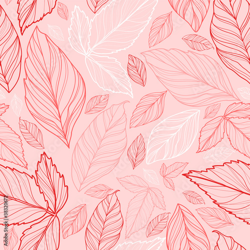 gentle abstract vector seamless floral pattern with leaves