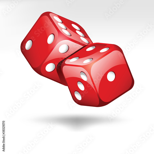 two red dice isolated on white