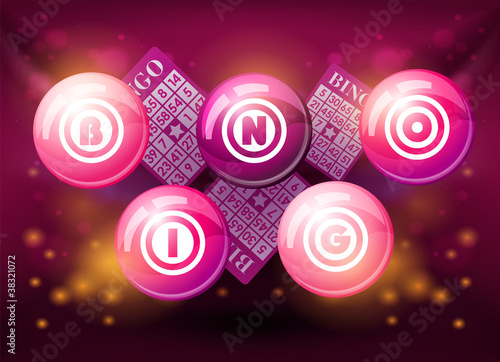Bingo balls on pink background