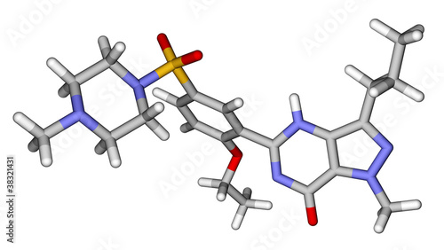 Viagra (sildenafil) sticks molecular model