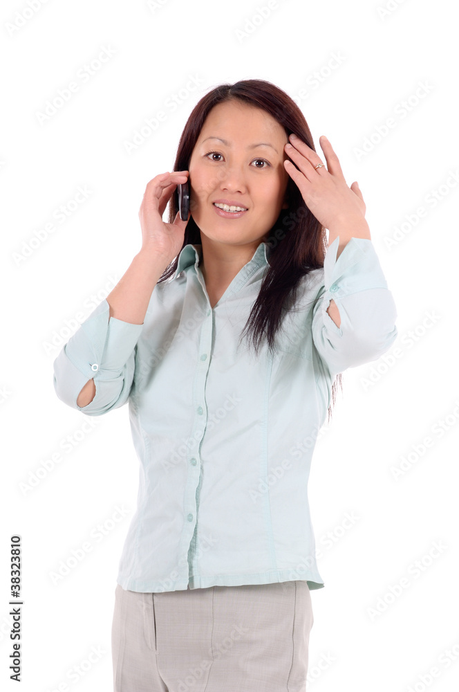 Portrait einer Geschäftsfrau mit Mobiltelefon Portrait einer Geschäftsfrau mit Mobiltelefon
