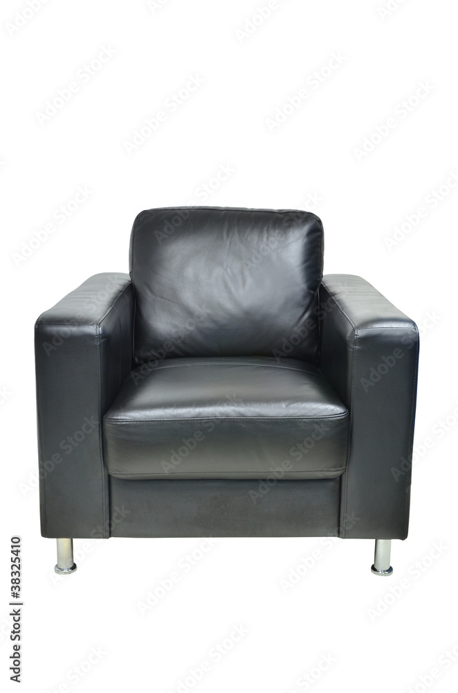 Leather black chair isolated