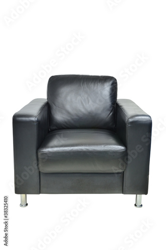 Leather black chair isolated