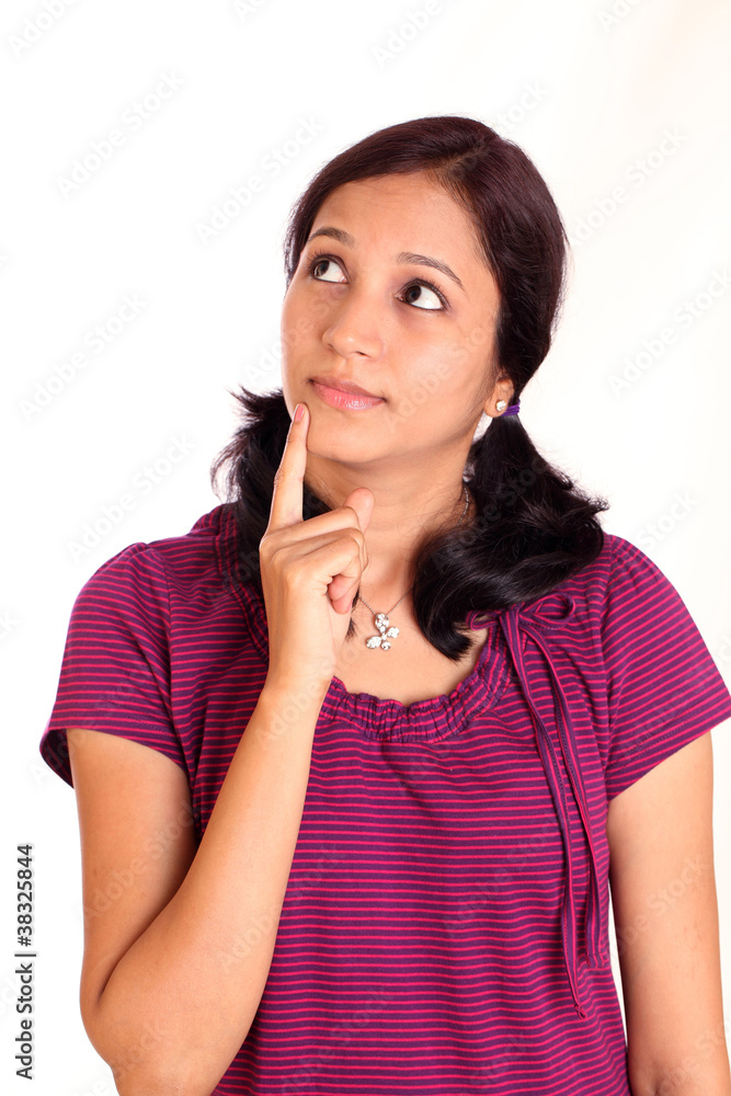 Portrait of a college student thinking Portrait of a college student thinking