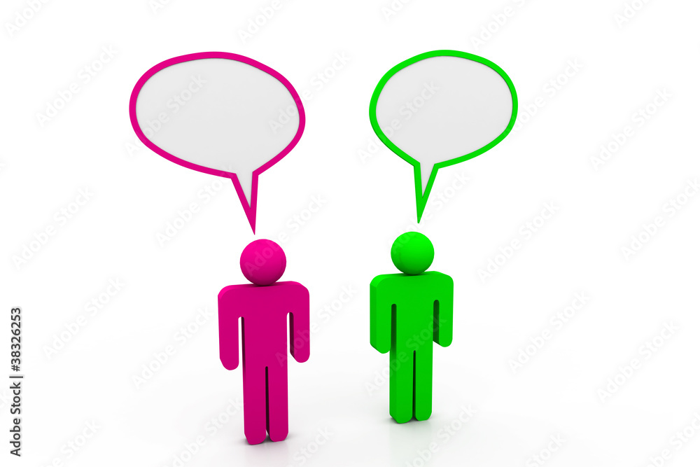 Two people talk in speech bubbles Two people talk in speech bubbles