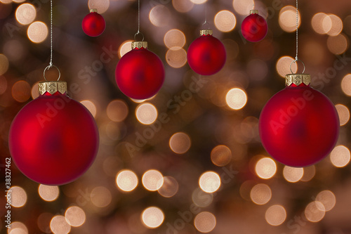 Christmas balls with blurred light background