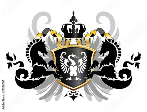 Arms with 2 sea fads and swan