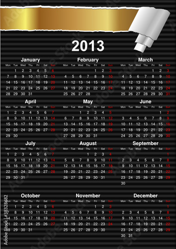 English Calendar 2013 with space for text (vector)