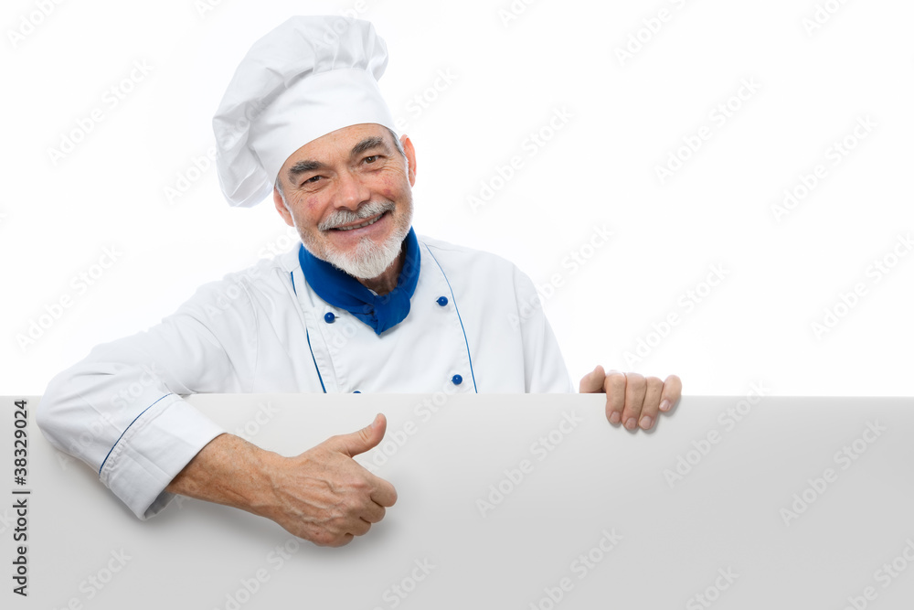 Chef presenting. Isolated on white background Chef presenting. Isolated on white background