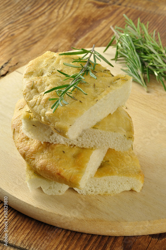 Focaccia with rosemary and olive oil photo