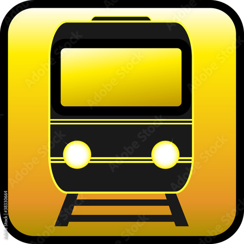 glass button with train moving of railroad