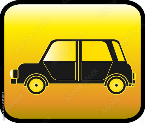 private city car on glossy yellow background
