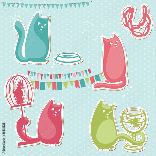 Scrapbook Design Elements - Funny cats in vector