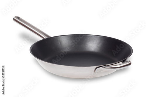 Frying pan isolated over white with clipping path photo