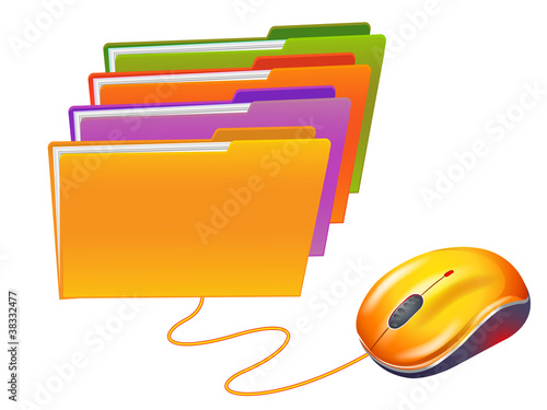 computer mouse and folders