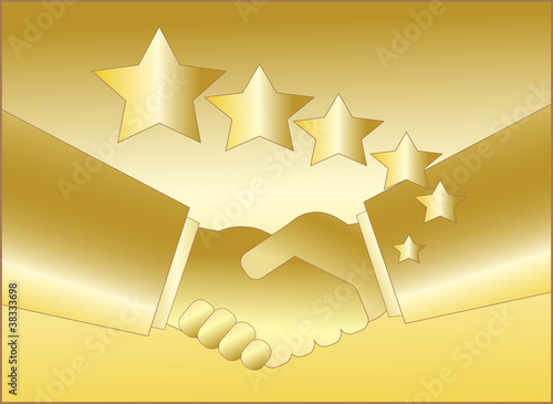 golden handshake with star symbol for rich