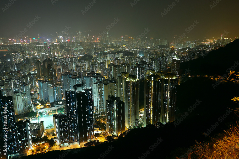 Obraz premium city at night, view from mountain