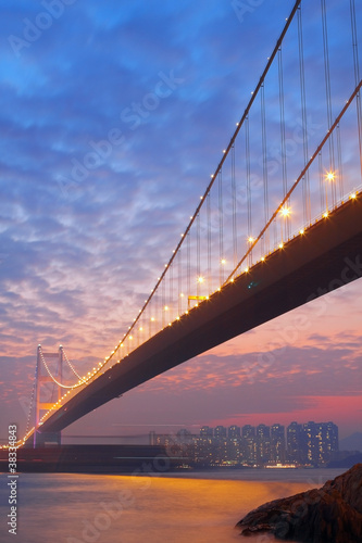 long bridge in sunset hour