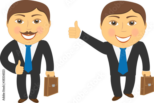 businessman with portfolio and showing thumb up