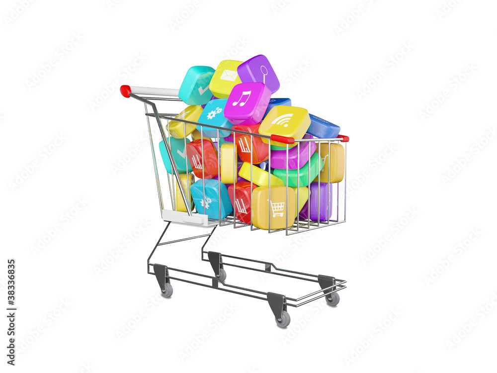 Software concept: cloud of program icons isolated on white backg