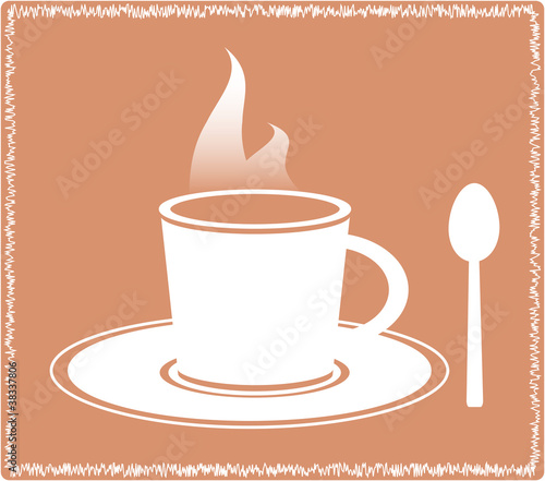 icon with silhouette spoon and hot coffee cup