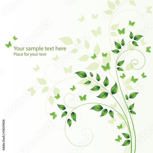 magic spring tree with butterflies and space for text